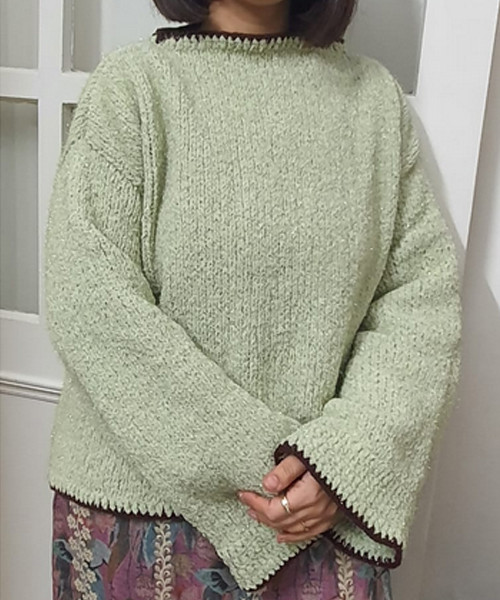 Sea Green Hand Knitted Sweater